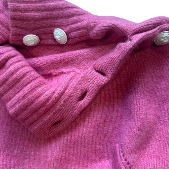 Zadig & Voltaire Alma Cashmere Turtleneck Knit Sweater Pink Buttons Thumbholes - Picture 4 of 13